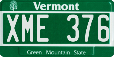 VT license plate XME376