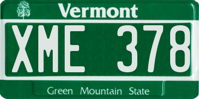 VT license plate XME378
