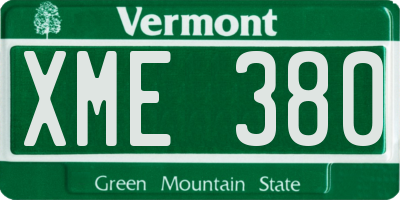 VT license plate XME380