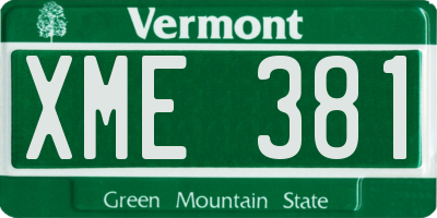 VT license plate XME381