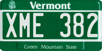 VT license plate XME382