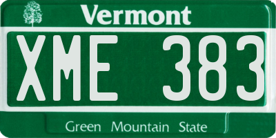 VT license plate XME383