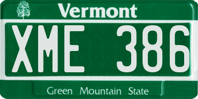 VT license plate XME386