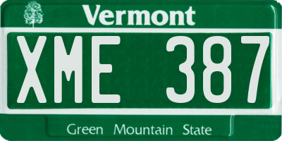 VT license plate XME387