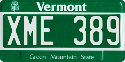 VT license plate XME389
