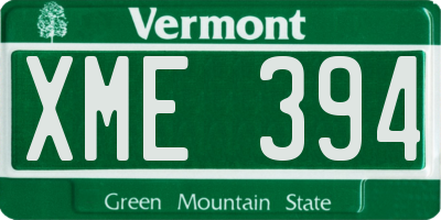 VT license plate XME394