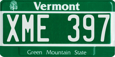 VT license plate XME397