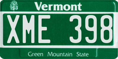 VT license plate XME398