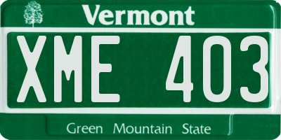 VT license plate XME403