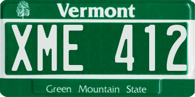 VT license plate XME412