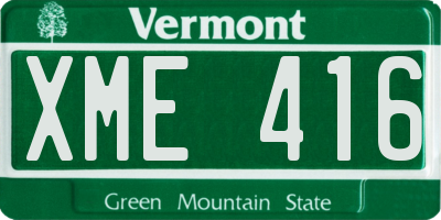 VT license plate XME416