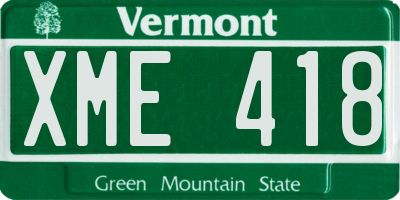 VT license plate XME418