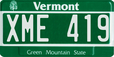 VT license plate XME419