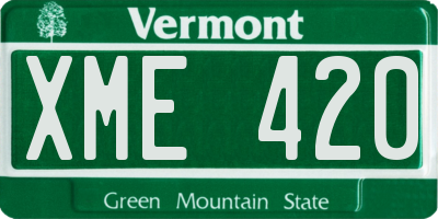 VT license plate XME420