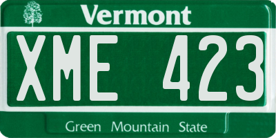 VT license plate XME423