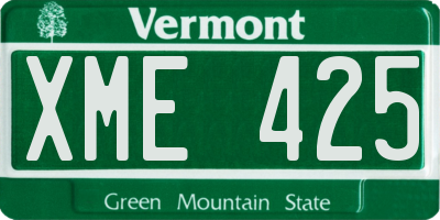 VT license plate XME425