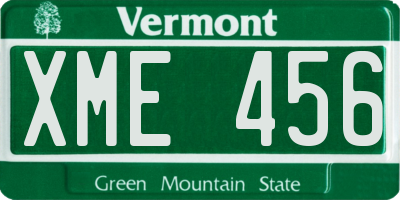 VT license plate XME456