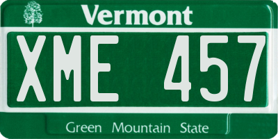 VT license plate XME457