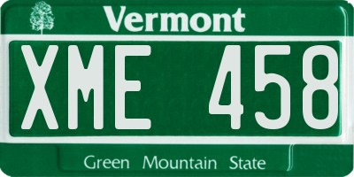 VT license plate XME458