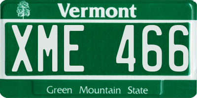 VT license plate XME466