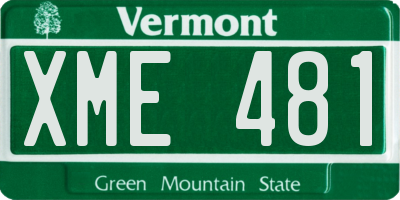 VT license plate XME481