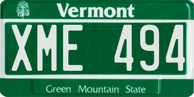VT license plate XME494