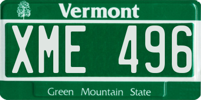 VT license plate XME496