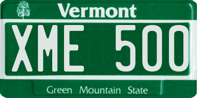 VT license plate XME500