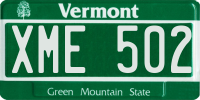 VT license plate XME502
