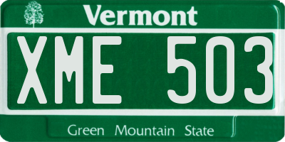 VT license plate XME503
