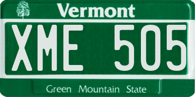 VT license plate XME505
