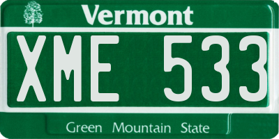 VT license plate XME533