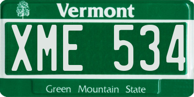 VT license plate XME534