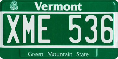 VT license plate XME536