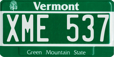 VT license plate XME537
