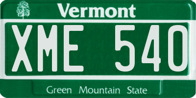 VT license plate XME540
