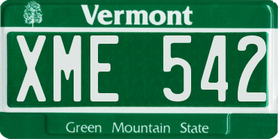 VT license plate XME542