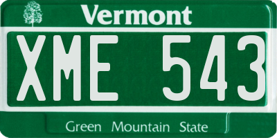VT license plate XME543