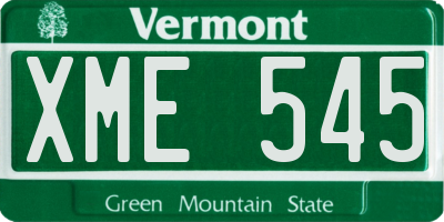 VT license plate XME545