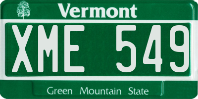 VT license plate XME549