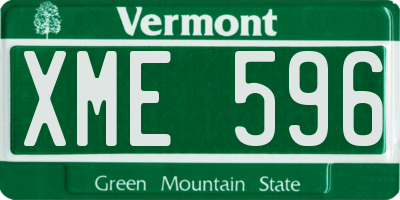 VT license plate XME596