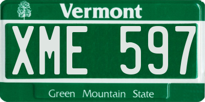 VT license plate XME597
