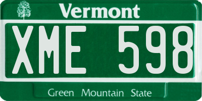 VT license plate XME598