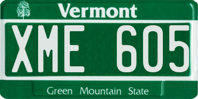 VT license plate XME605