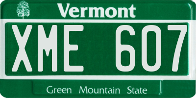VT license plate XME607