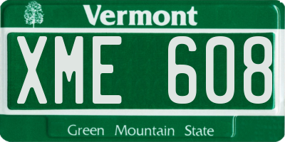 VT license plate XME608