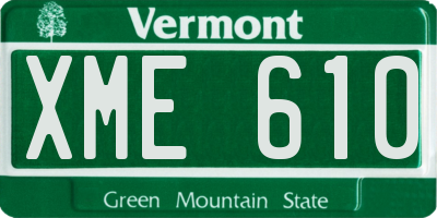 VT license plate XME610