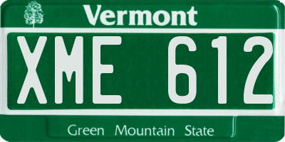 VT license plate XME612