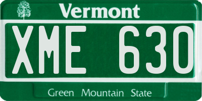 VT license plate XME630