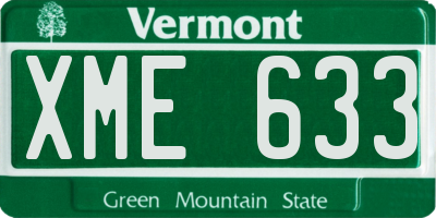 VT license plate XME633